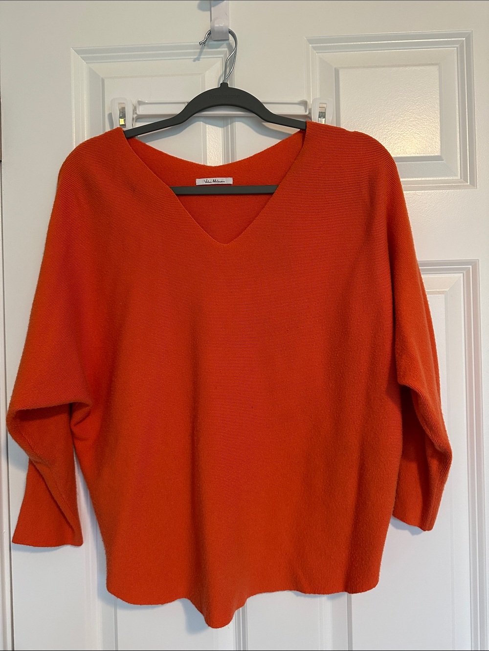 VILA Bright Orange V-Neck Sweater